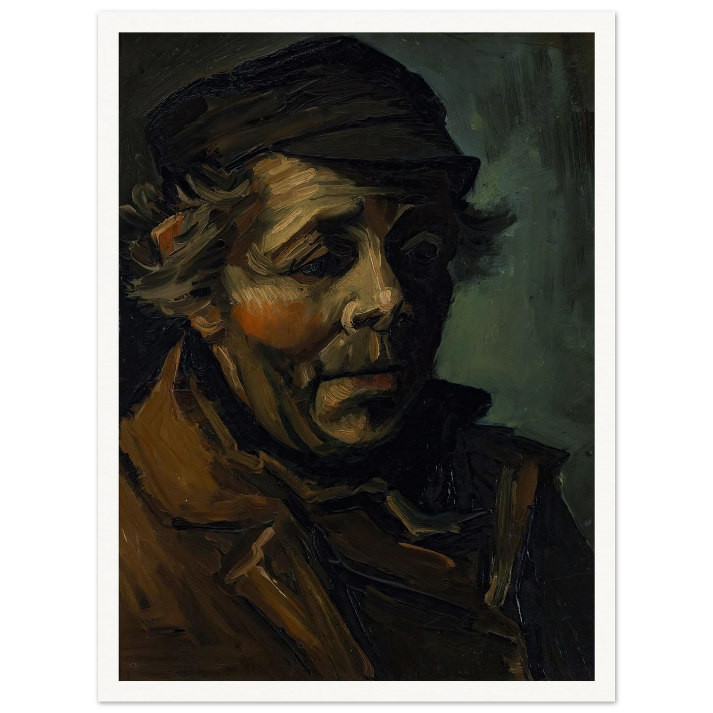 Head Of A Peasant (1884) Art Print | Vincent van Gogh - Framed Poster - 30x40 cm / 12x16″ - Black frame