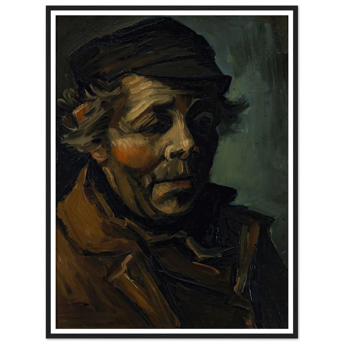 Head Of A Peasant (1884) Art Print | Vincent van Gogh - Framed Poster - 30x40 cm / 12x16″ - Black frame
