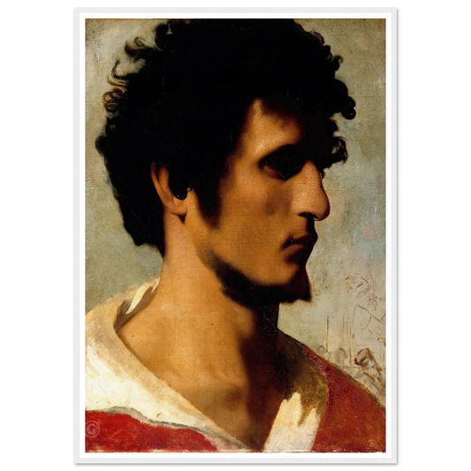 Head of a Peasant from the Roman Countryside (1844) Art Print | Jean Leon Gerome - Framed Poster - 30x40 cm / 12x16″ - Black frame