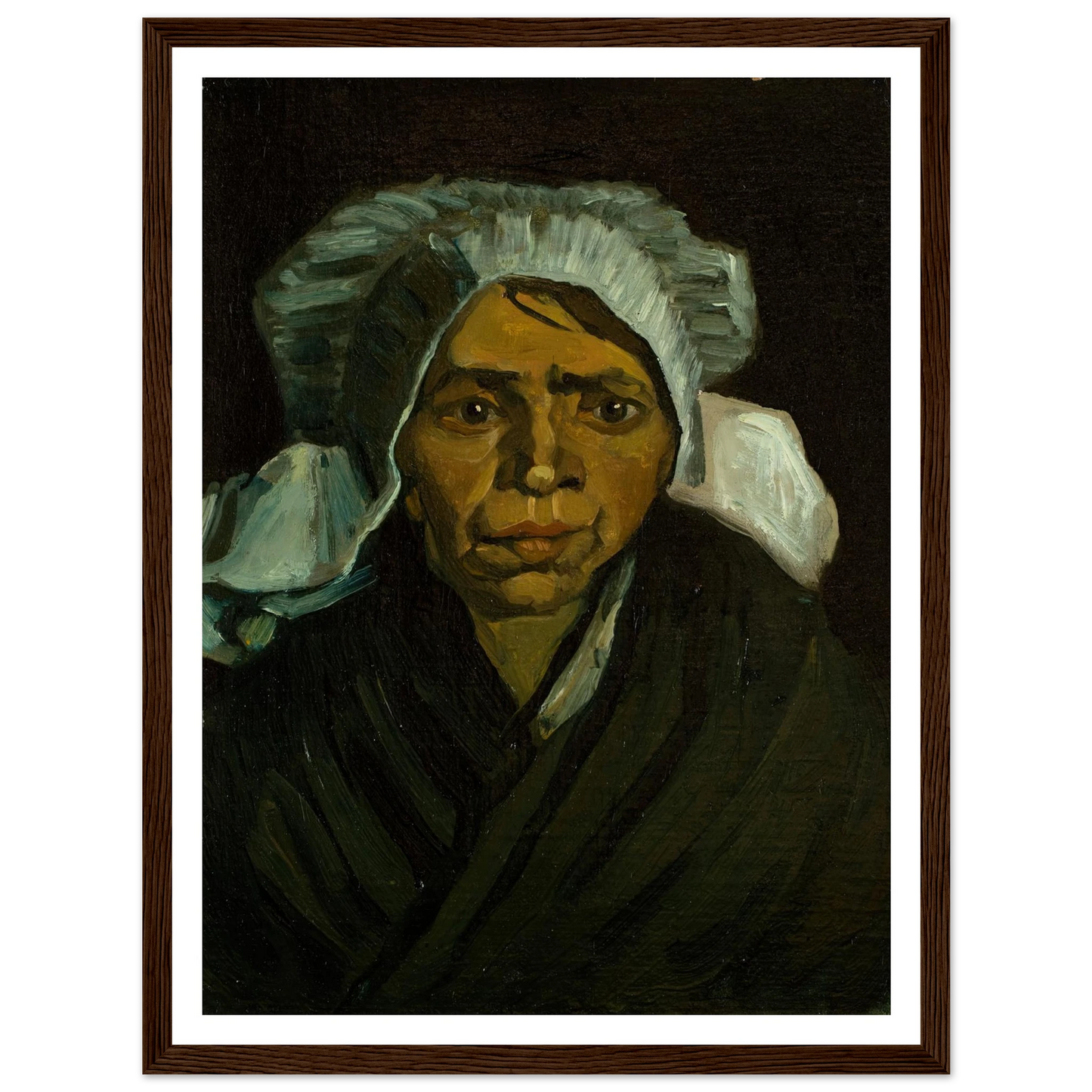 Head of a Peasant Woman (1884) Art Print | Vincent van Gogh - Framed Poster - 30x40 cm / 12x16″ - Black frame