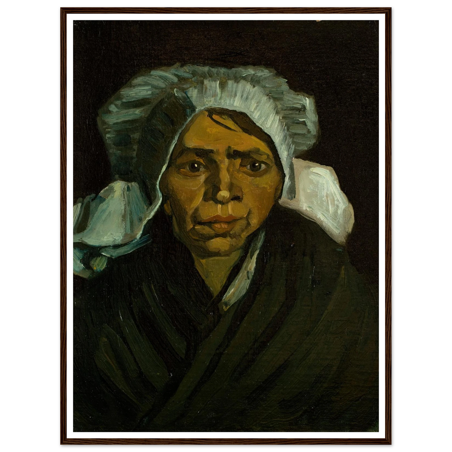 Head of a Peasant Woman (1884) Art Print | Vincent van Gogh - Framed Poster - 30x40 cm / 12x16″ - Black frame