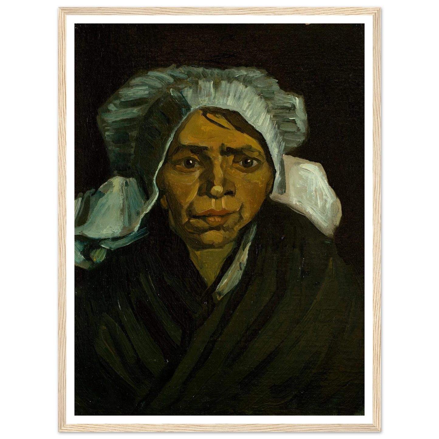 Head of a Peasant Woman (1884) Art Print | Vincent van Gogh - Framed Poster - 30x40 cm / 12x16″ - Black frame