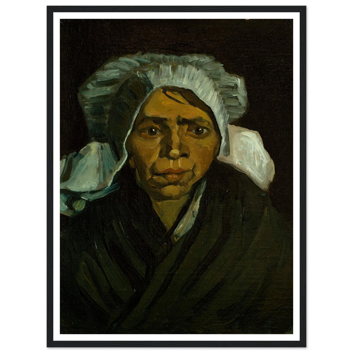Head of a Peasant Woman (1884) Art Print | Vincent van Gogh - Framed Poster - 30x40 cm / 12x16″ - Black frame