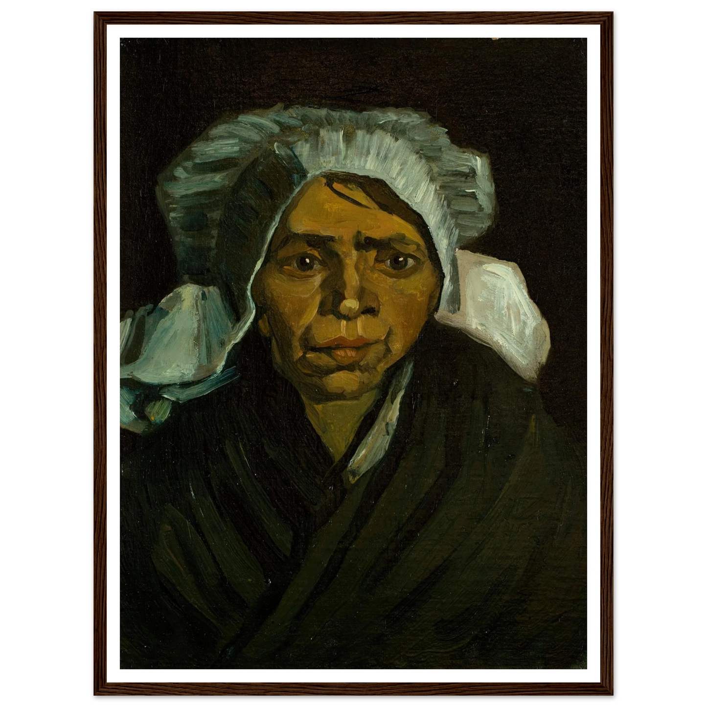 Head of a Peasant Woman (1884) Art Print | Vincent van Gogh - Framed Poster - 30x40 cm / 12x16″ - Black frame