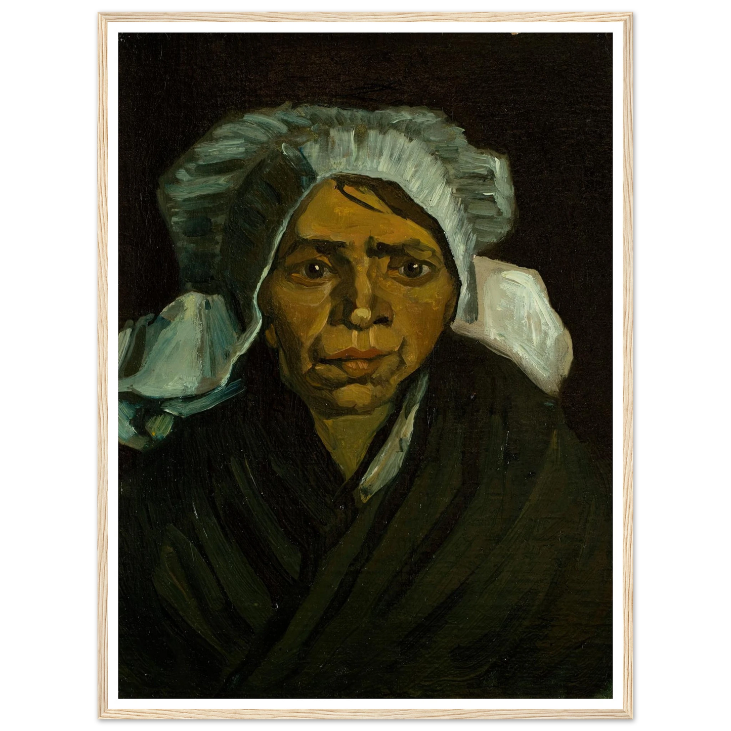 Head of a Peasant Woman (1884) Art Print | Vincent van Gogh - Framed Poster - 30x40 cm / 12x16″ - Black frame