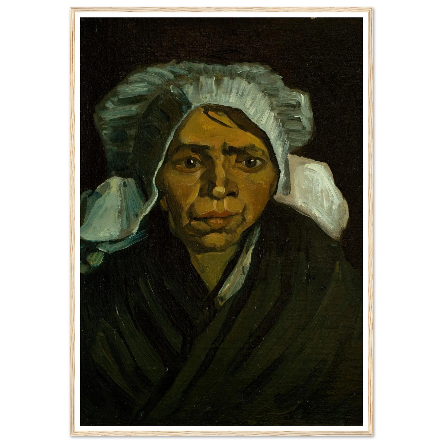 Head of a Peasant Woman (1884) Art Print | Vincent van Gogh - Framed Poster - 30x40 cm / 12x16″ - Black frame