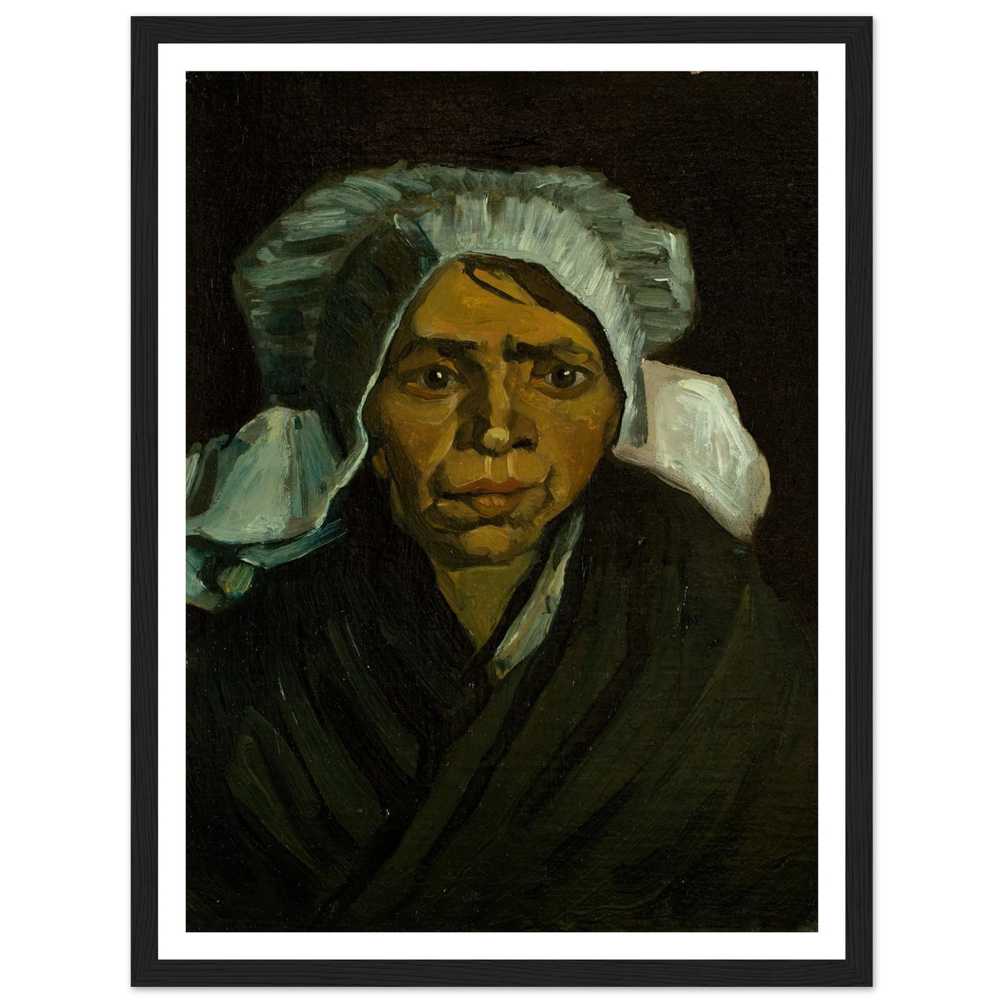 Head of a Peasant Woman (1884) Art Print | Vincent van Gogh - Framed Poster - 30x40 cm / 12x16″ - Black frame