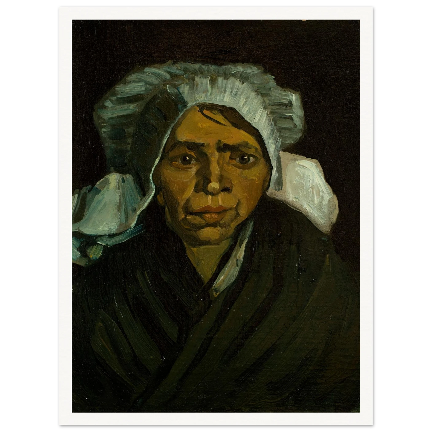 Head of a Peasant Woman (1884) Art Print | Vincent van Gogh - Framed Poster - 30x40 cm / 12x16″ - Black frame