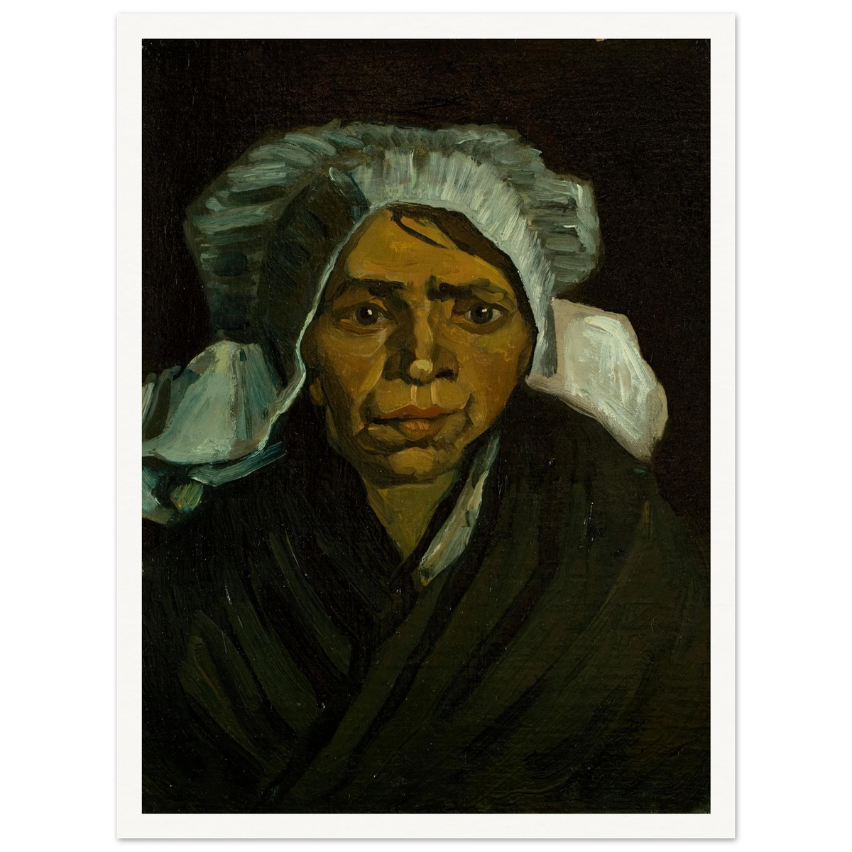 Head of a Peasant Woman (1884) Art Print | Vincent van Gogh - Framed Poster - 30x40 cm / 12x16″ - Black frame
