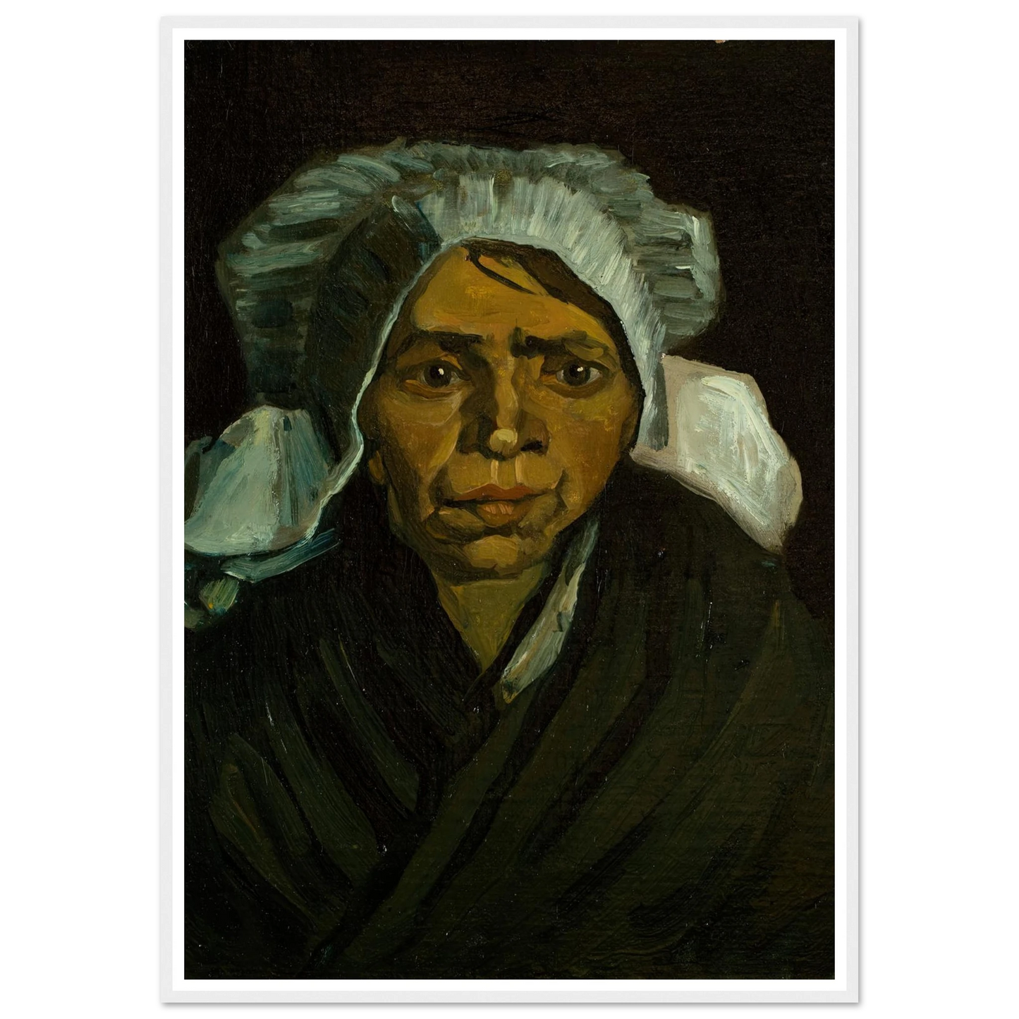 Head of a Peasant Woman (1884) Art Print | Vincent van Gogh - Framed Poster - 30x40 cm / 12x16″ - Black frame