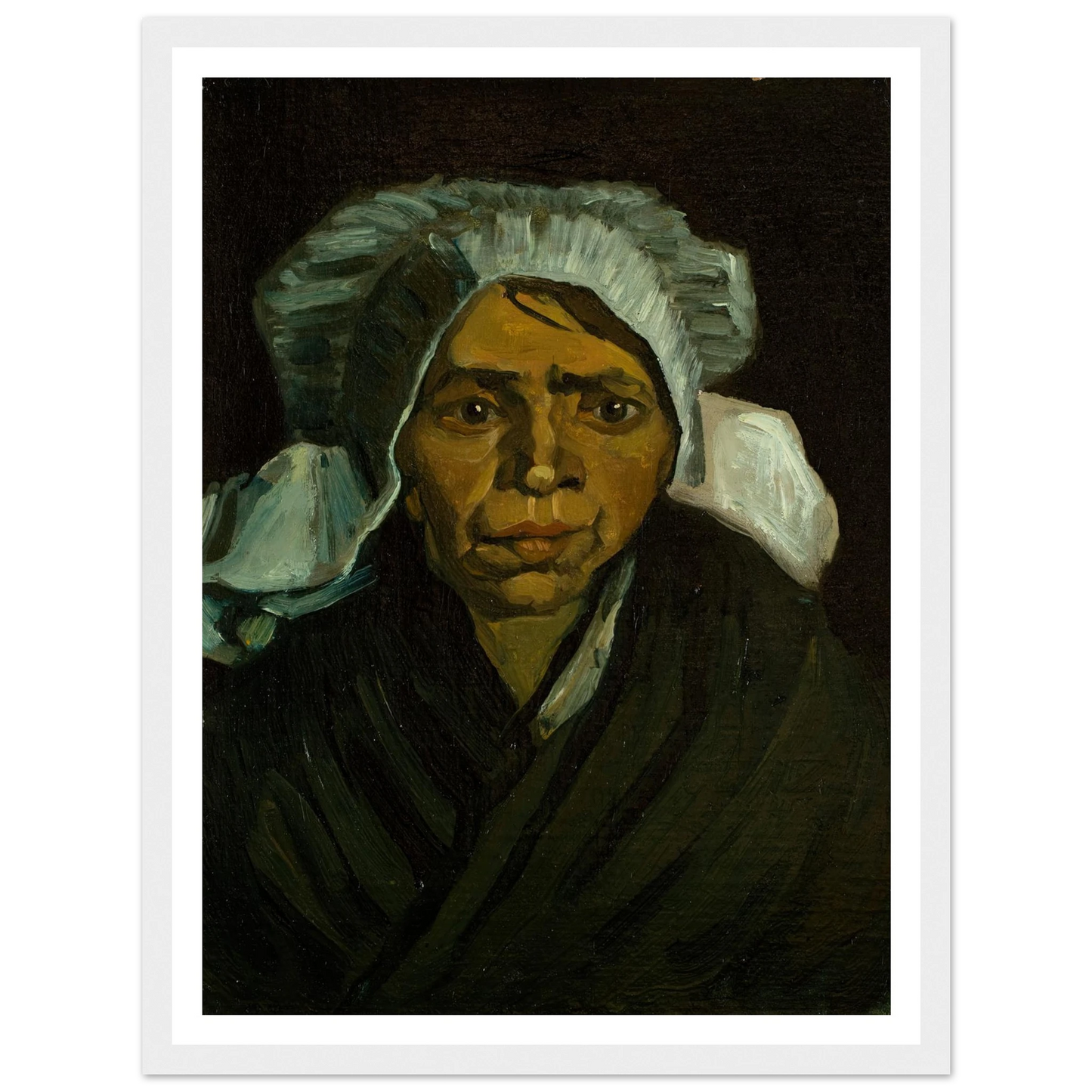 Head of a Peasant Woman (1884) Art Print | Vincent van Gogh - Framed Poster - 30x40 cm / 12x16″ - Black frame