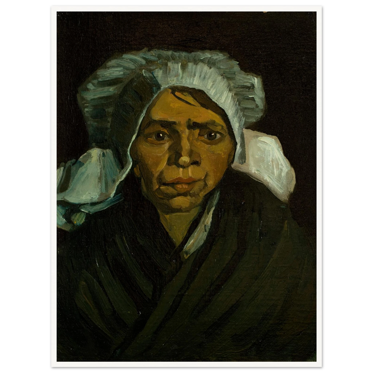 Head of a Peasant Woman (1884) Art Print | Vincent van Gogh - Framed Poster - 30x40 cm / 12x16″ - Black frame