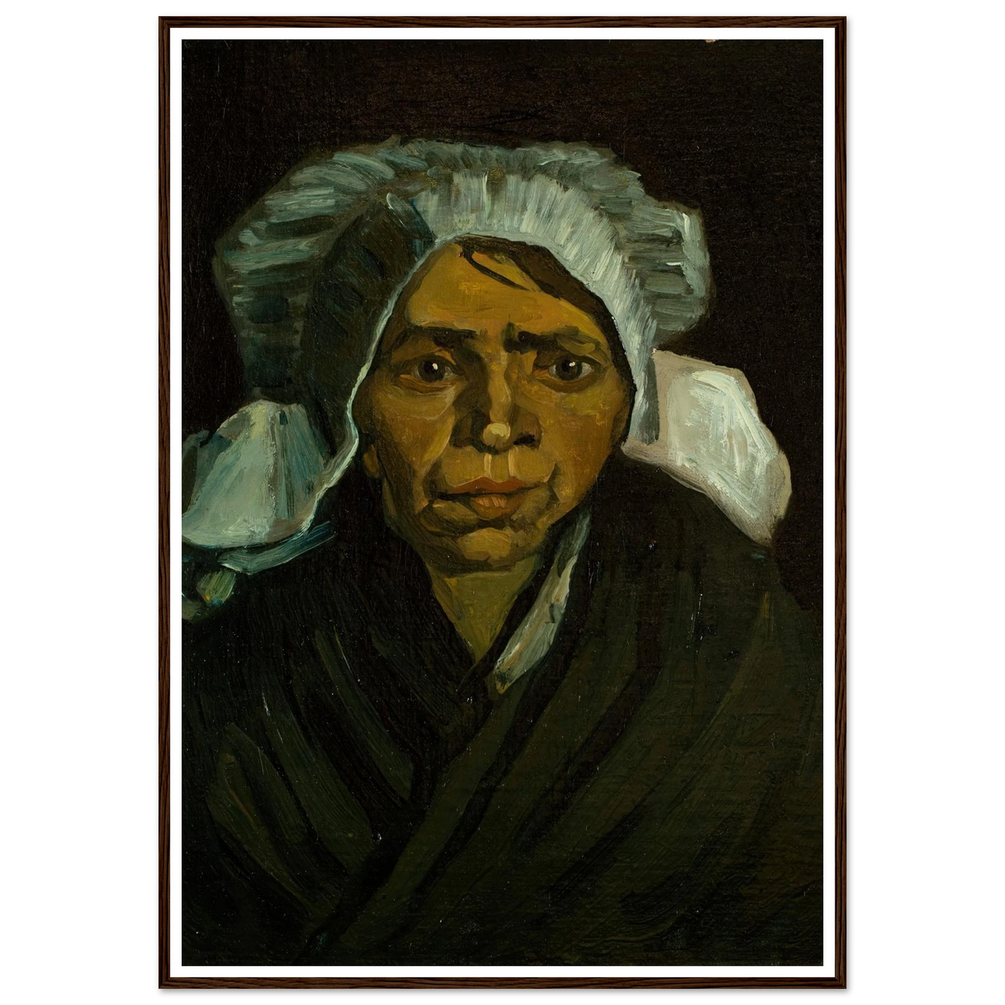 Head of a Peasant Woman (1884) Art Print | Vincent van Gogh - Framed Poster - 30x40 cm / 12x16″ - Black frame