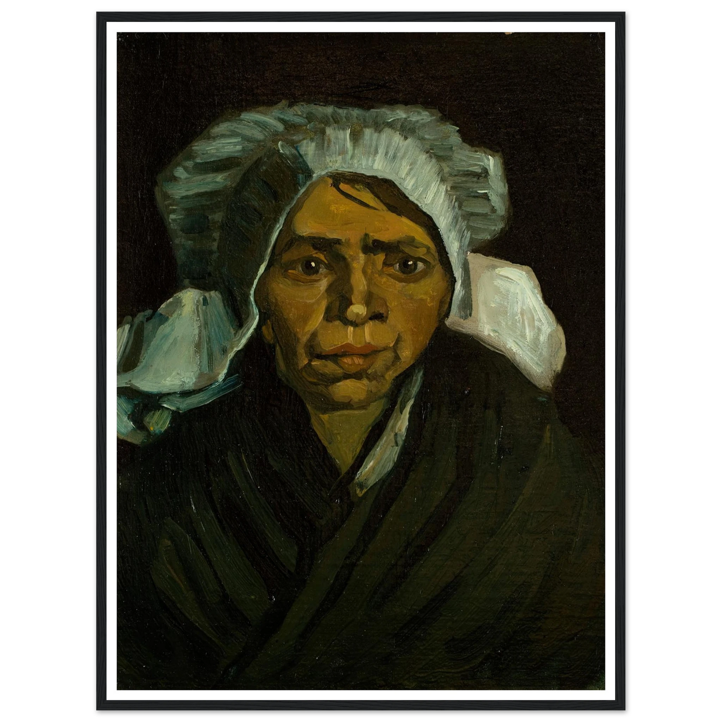 Head of a Peasant Woman (1884) Art Print | Vincent van Gogh - Framed Poster - 30x40 cm / 12x16″ - Black frame