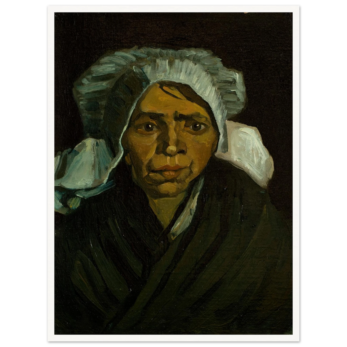 Head of a Peasant Woman (1884) Art Print | Vincent van Gogh - Framed Poster - 30x40 cm / 12x16″ - Black frame