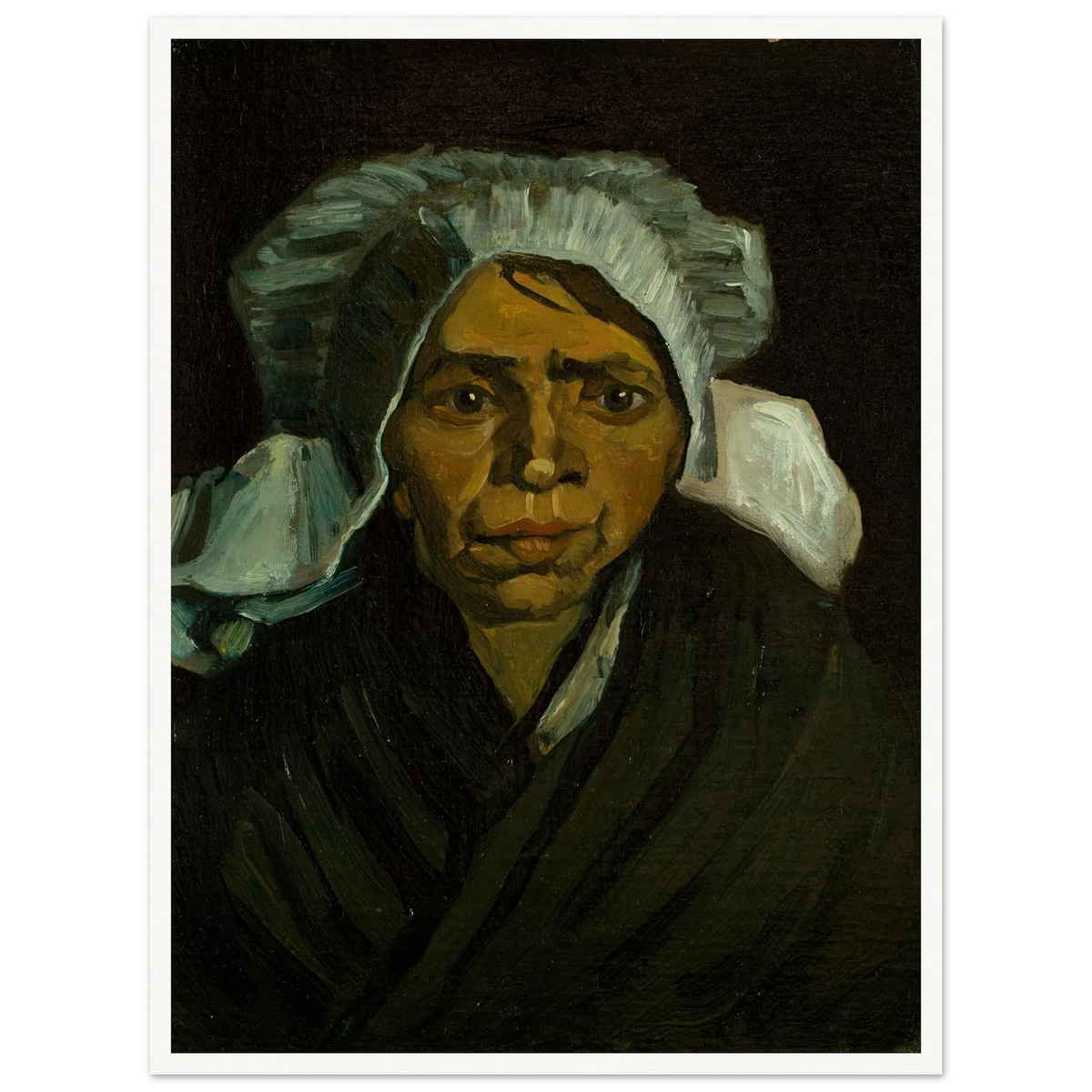 Head of a Peasant Woman (1884) Art Print | Vincent van Gogh - Framed Poster - 30x40 cm / 12x16″ - Black frame