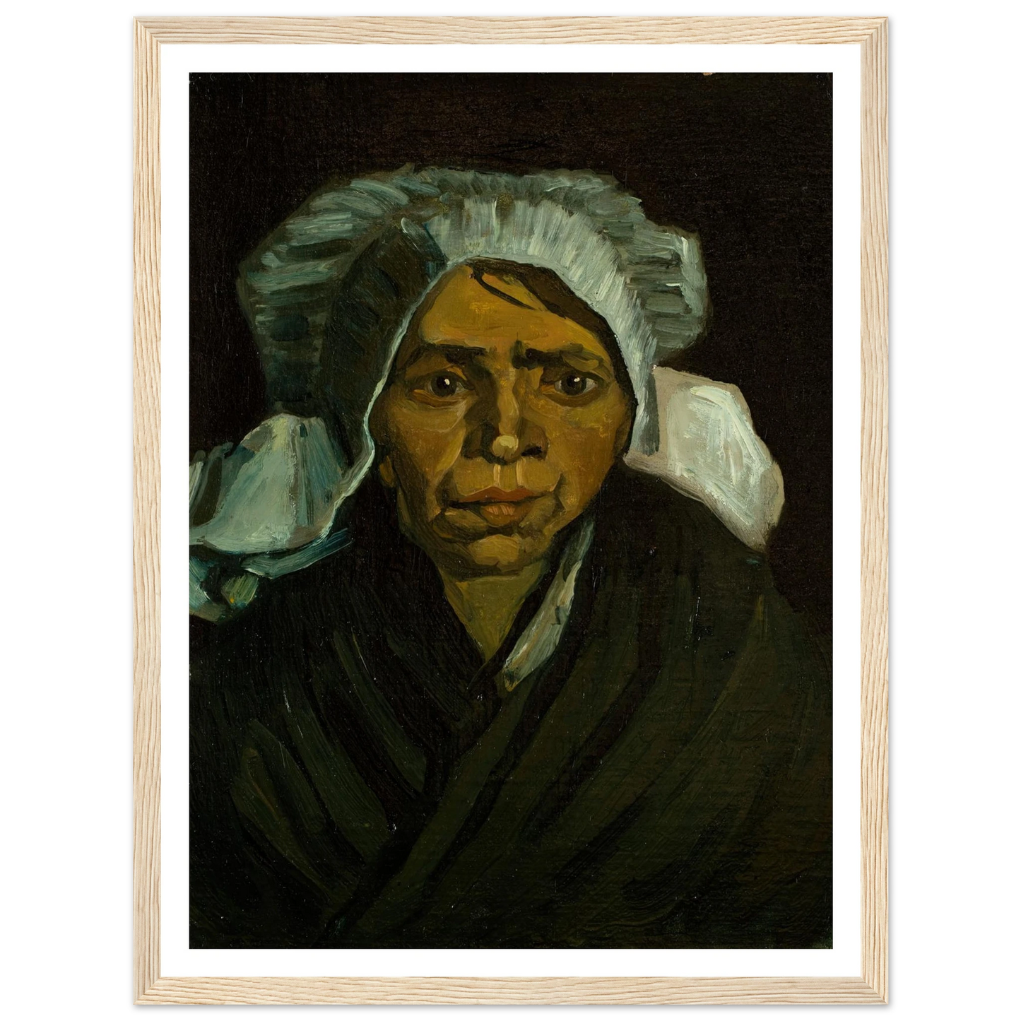 Head of a Peasant Woman (1884) Art Print | Vincent van Gogh - Framed Poster - 30x40 cm / 12x16″ - Black frame
