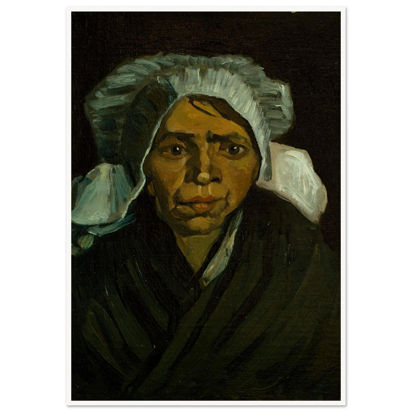 Head of a Peasant Woman (1884) Art Print | Vincent van Gogh - Framed Poster - 30x40 cm / 12x16″ - Black frame