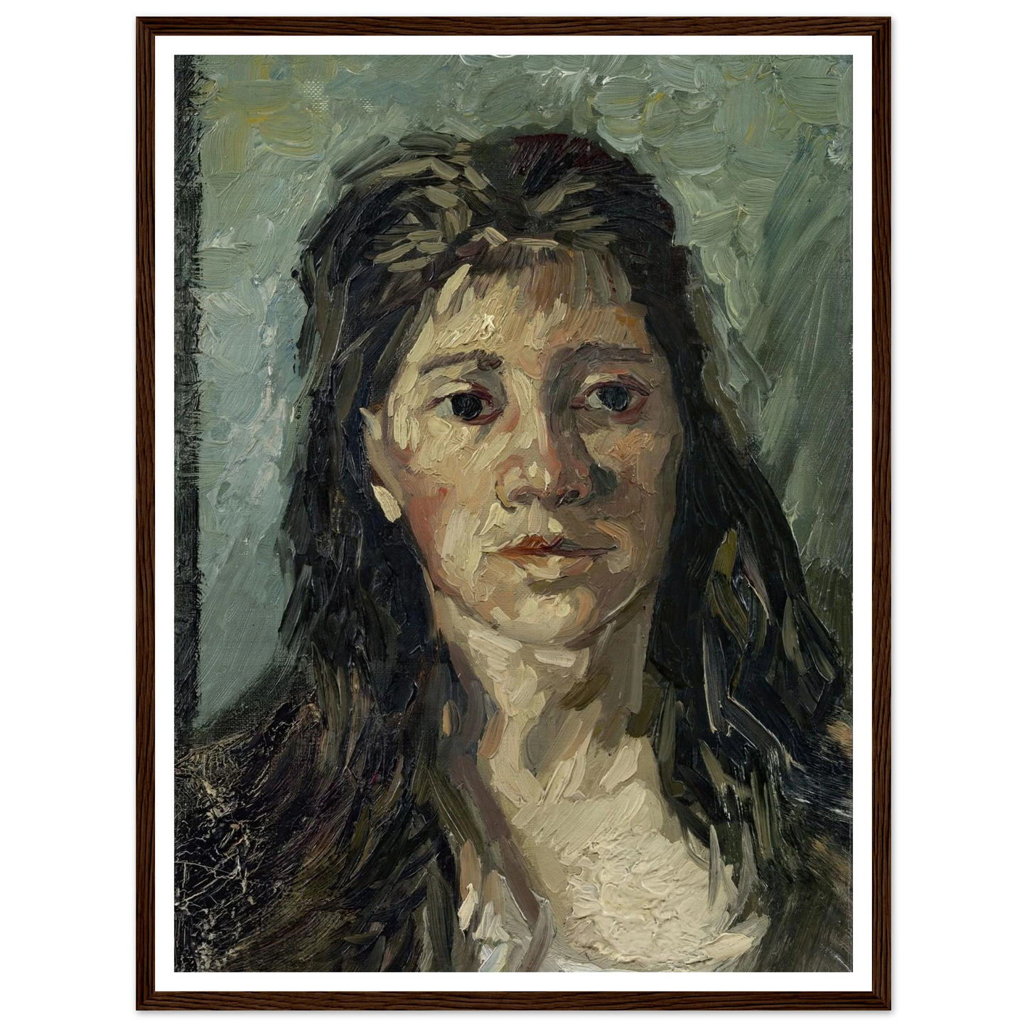Head Of A Prostitute Art Print | Vincent van Gogh - Framed Poster - 30x40 cm / 12x16″ - Black frame