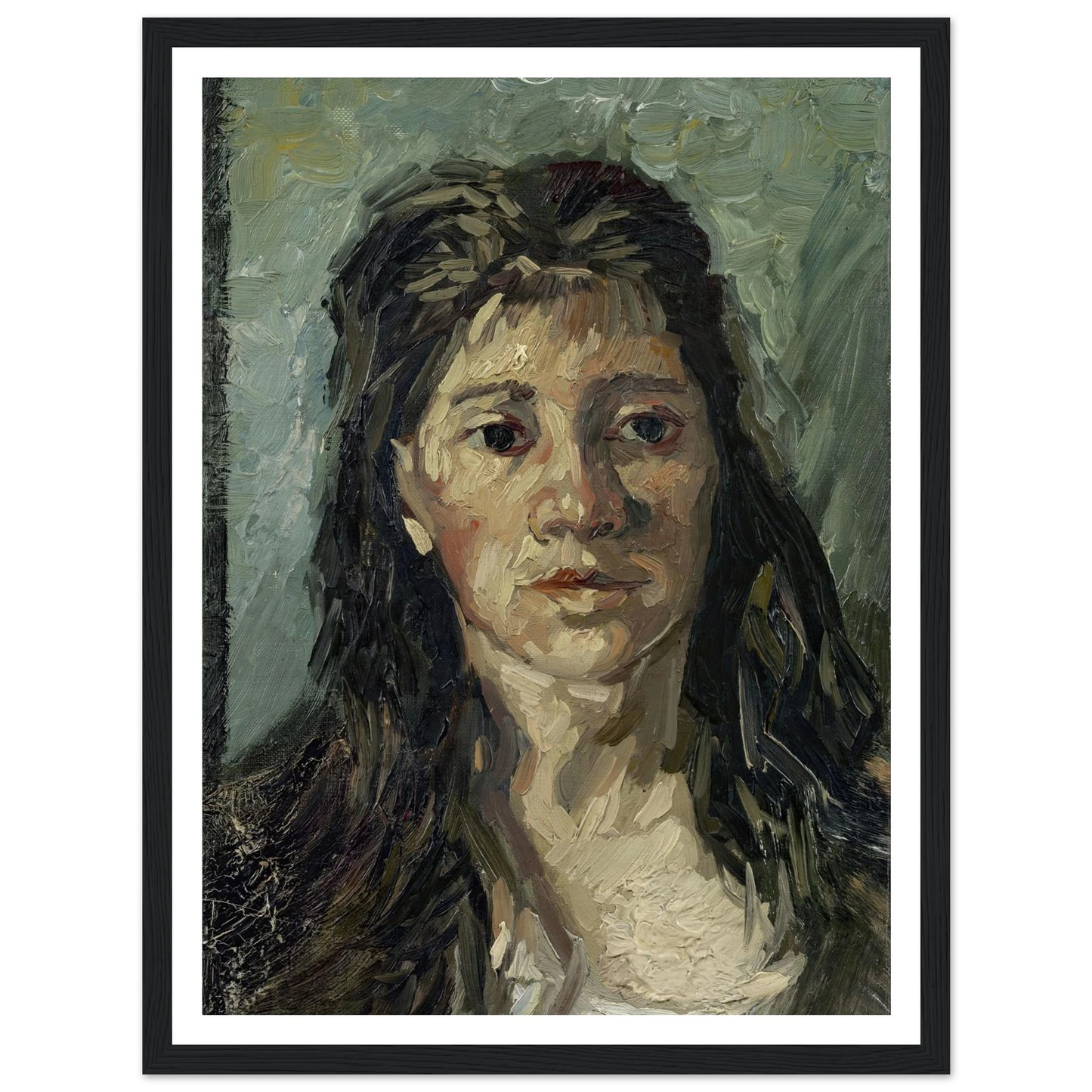 Head Of A Prostitute Art Print | Vincent van Gogh - Framed Poster - 30x40 cm / 12x16″ - Black frame