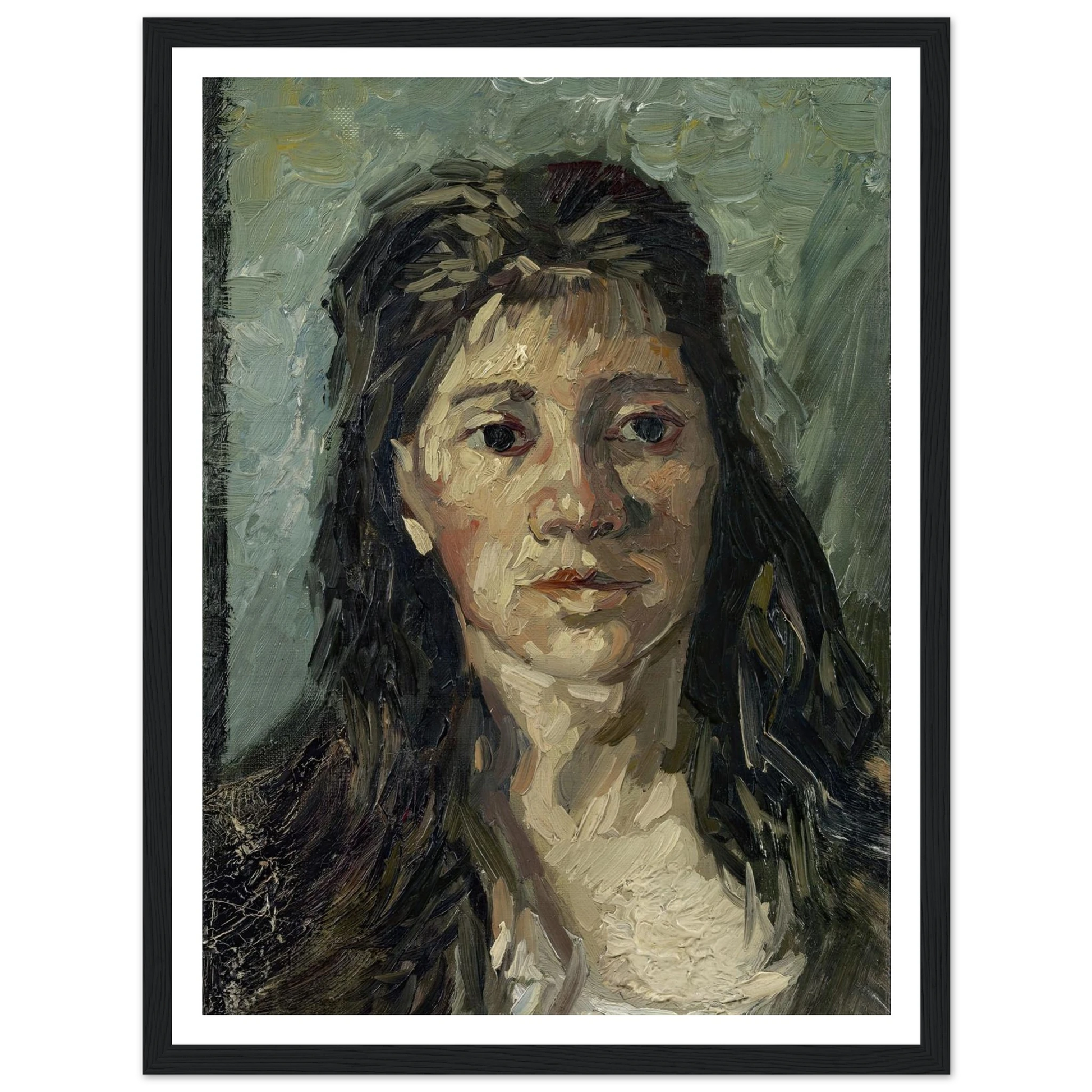 Head Of A Prostitute Art Print | Vincent van Gogh - Framed Poster - 30x40 cm / 12x16″ - Black frame