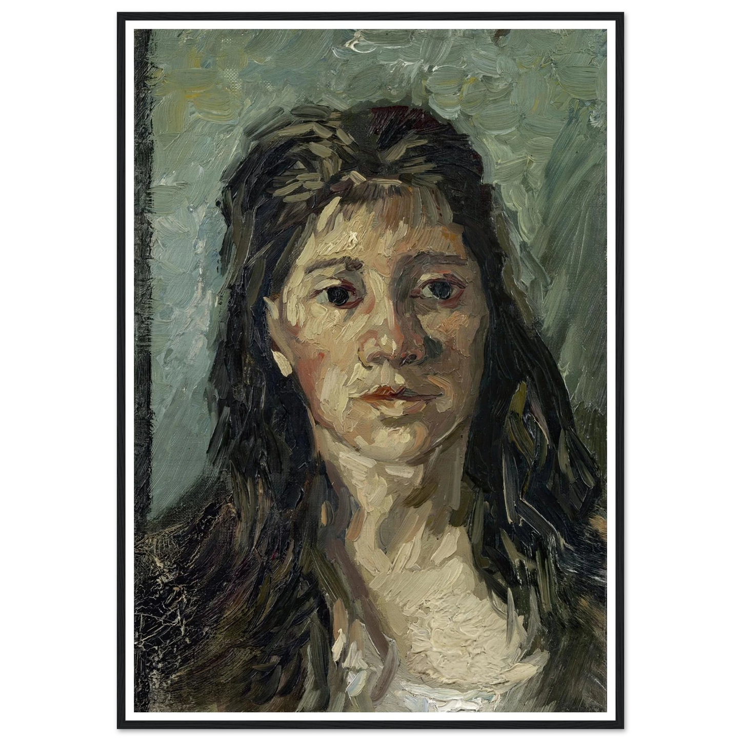 Head Of A Prostitute Art Print | Vincent van Gogh - Framed Poster - 30x40 cm / 12x16″ - Black frame