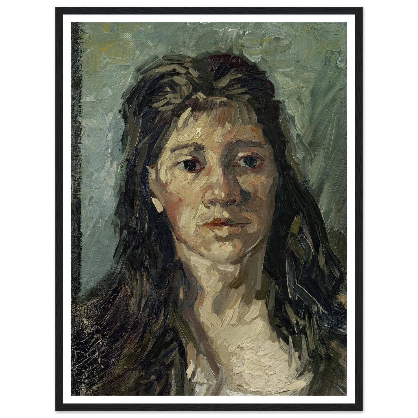 Head Of A Prostitute Art Print | Vincent van Gogh - Framed Poster - 30x40 cm / 12x16″ - Black frame