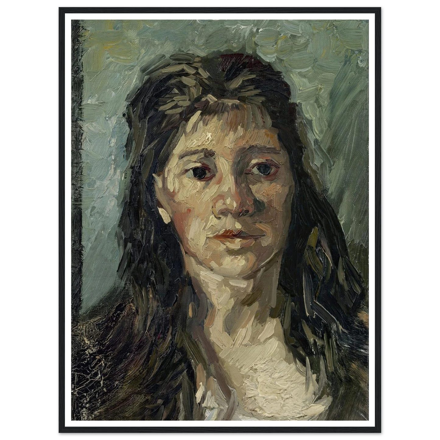 Head Of A Prostitute Art Print | Vincent van Gogh - Framed Poster - 30x40 cm / 12x16″ - Black frame