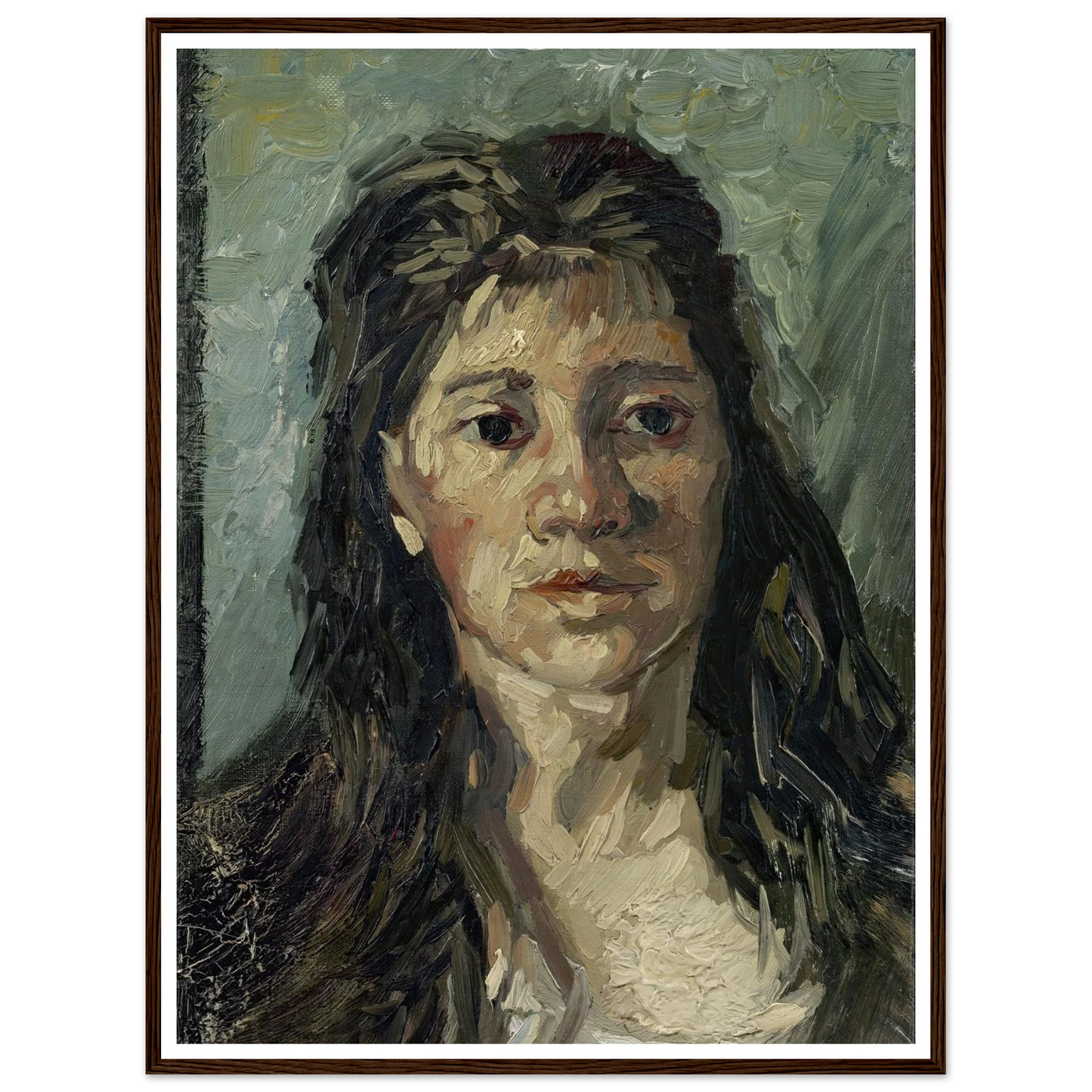 Head Of A Prostitute Art Print | Vincent van Gogh - Framed Poster - 30x40 cm / 12x16″ - Black frame