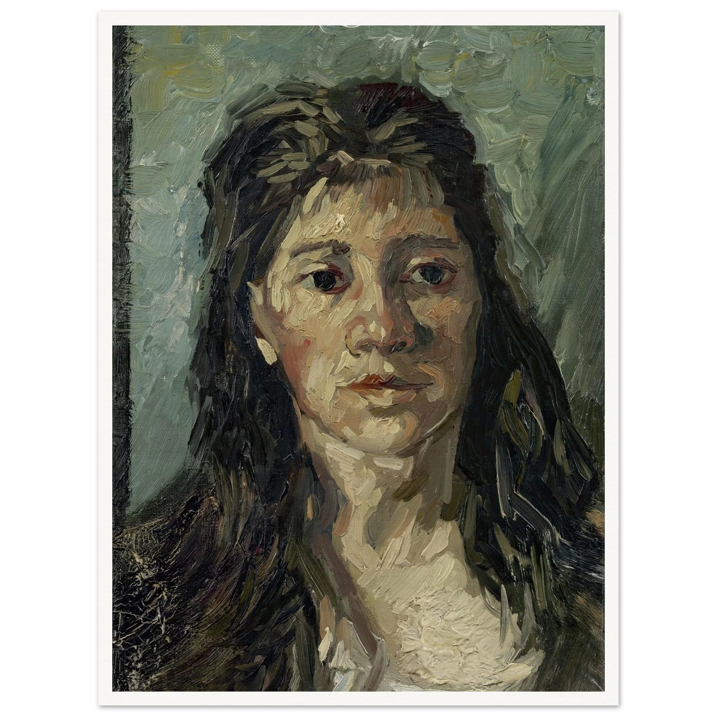 Head Of A Prostitute Art Print | Vincent van Gogh - Framed Poster - 30x40 cm / 12x16″ - Black frame