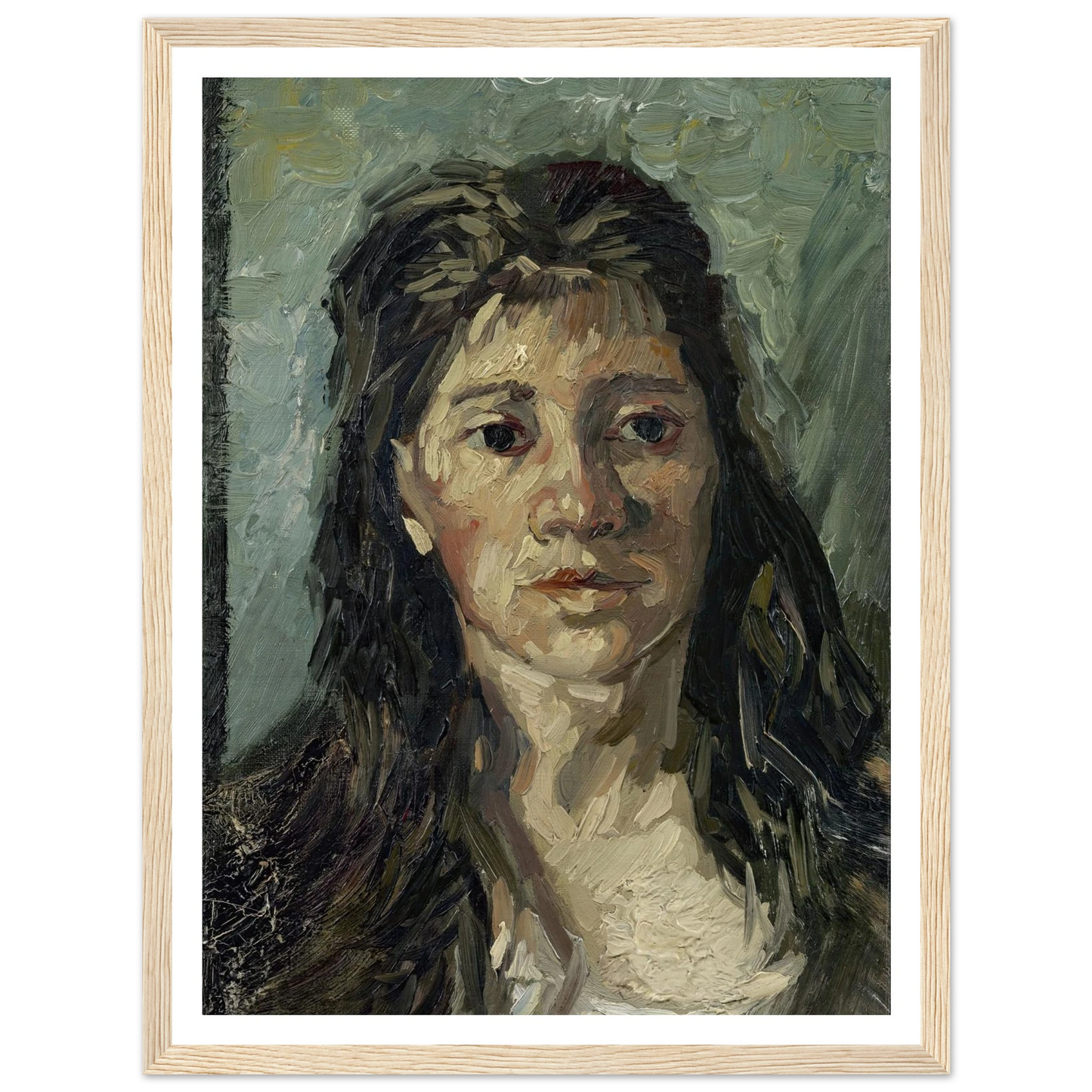Head Of A Prostitute Art Print | Vincent van Gogh - Framed Poster - 30x40 cm / 12x16″ - Black frame