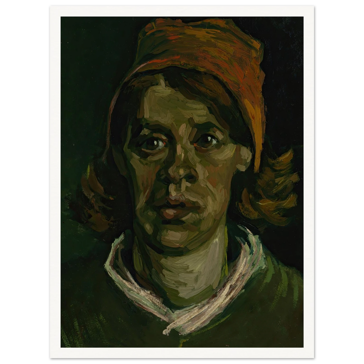 Head of a woman (1885) Art Print | Vincent van Gogh - Framed Poster - 30x40 cm / 12x16″ - Black frame