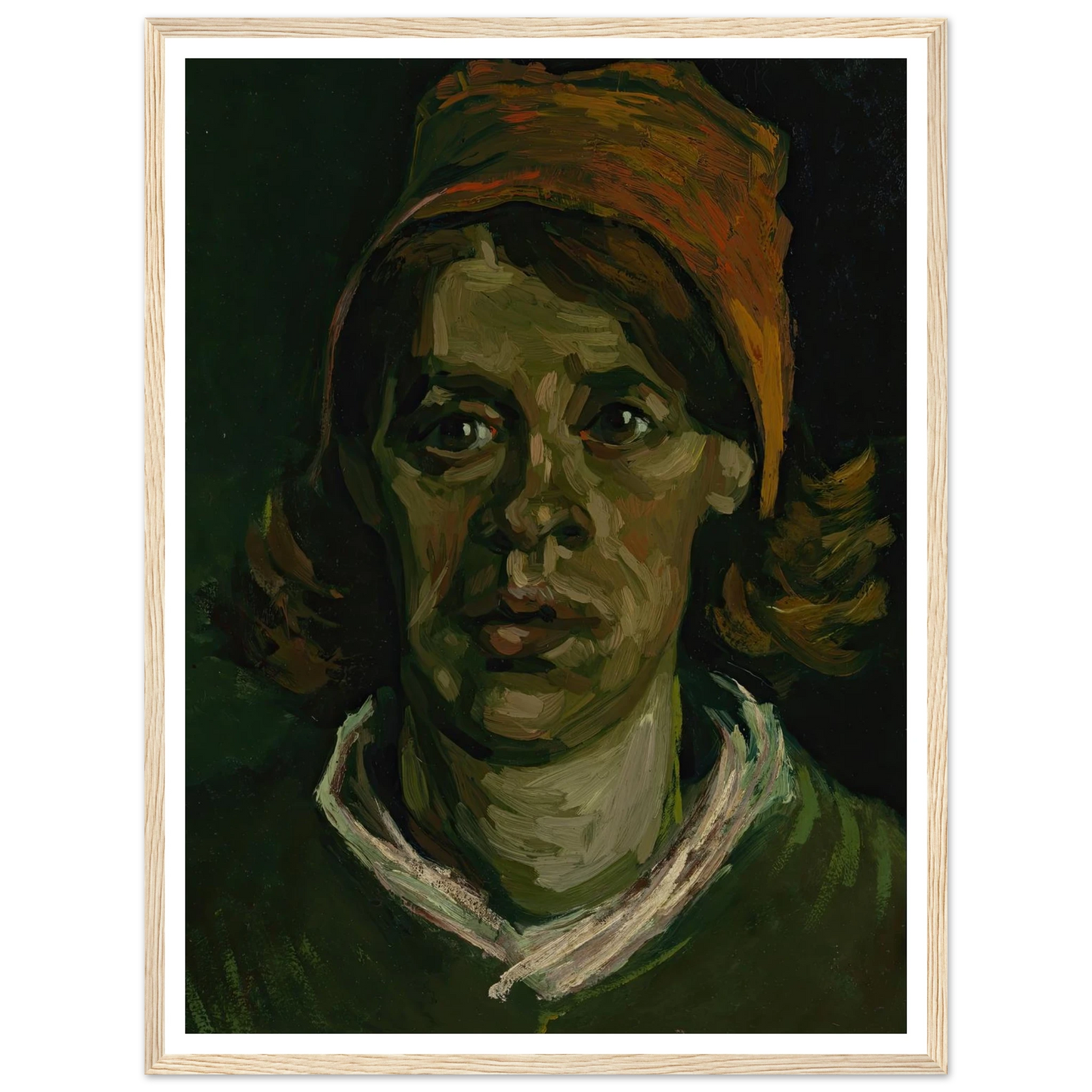 Head of a woman (1885) Art Print | Vincent van Gogh - Framed Poster - 30x40 cm / 12x16″ - Black frame