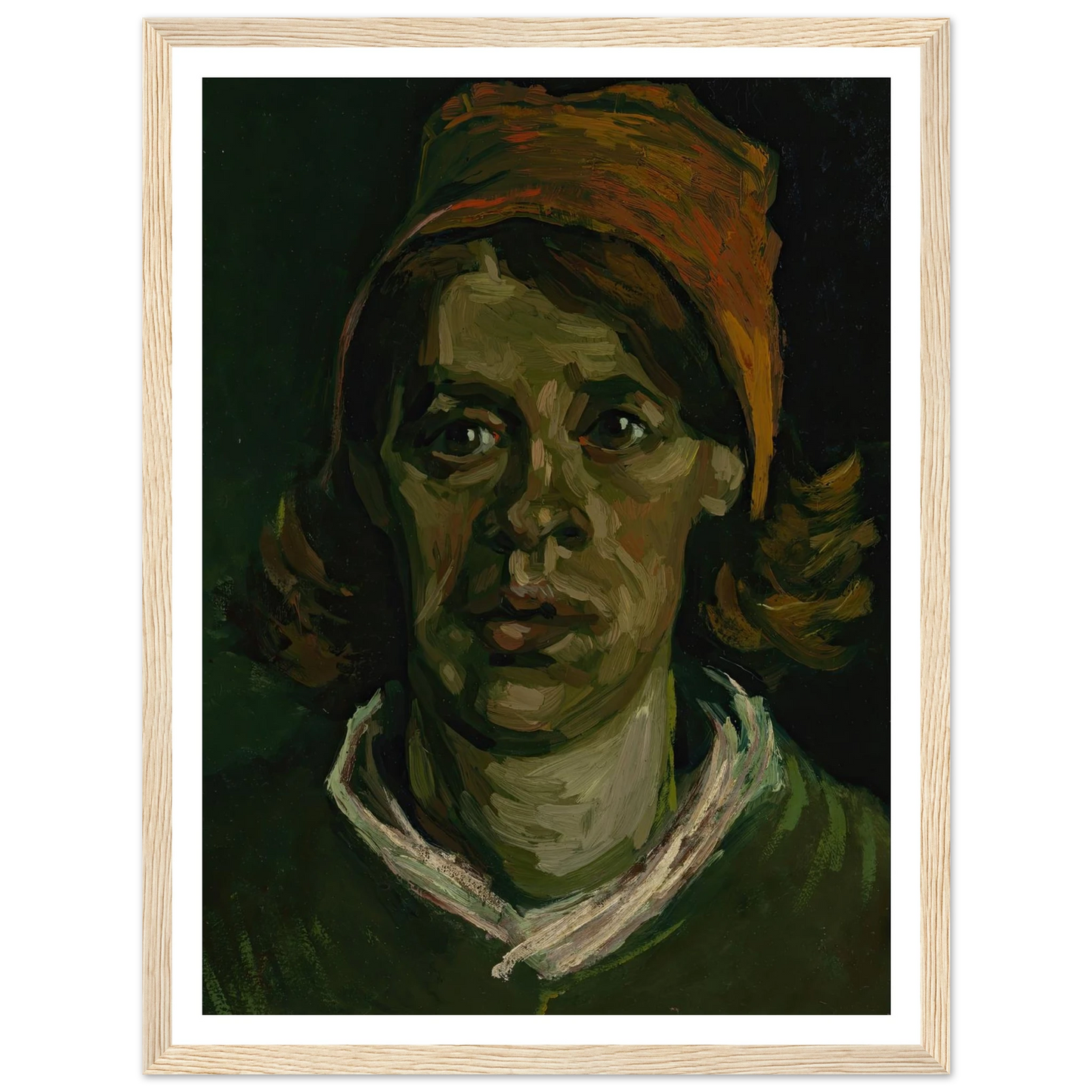 Head of a woman (1885) Art Print | Vincent van Gogh - Framed Poster - 30x40 cm / 12x16″ - Black frame