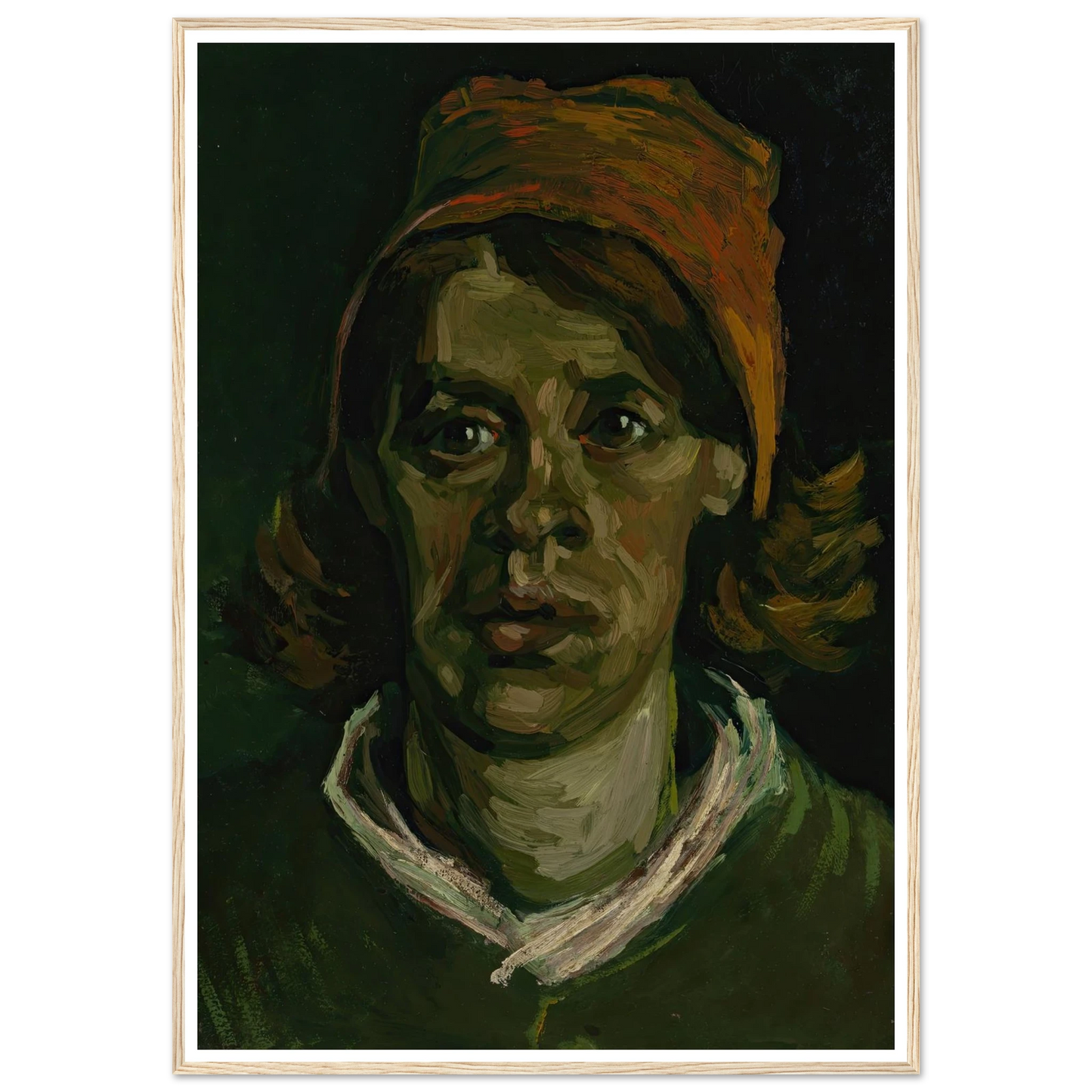 Head of a woman (1885) Art Print | Vincent van Gogh - Framed Poster - 30x40 cm / 12x16″ - Black frame