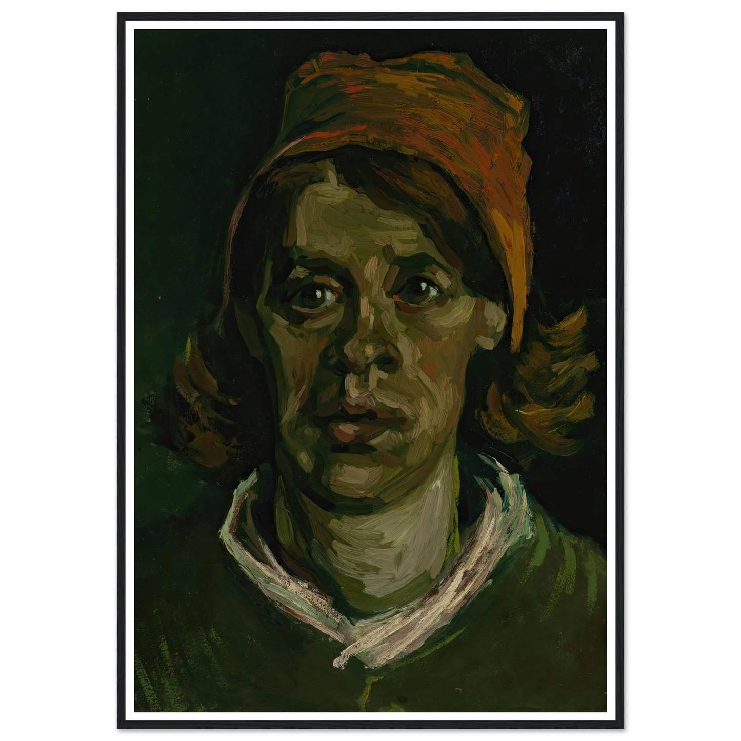 Head of a woman (1885) Art Print | Vincent van Gogh - Framed Poster - 30x40 cm / 12x16″ - Black frame