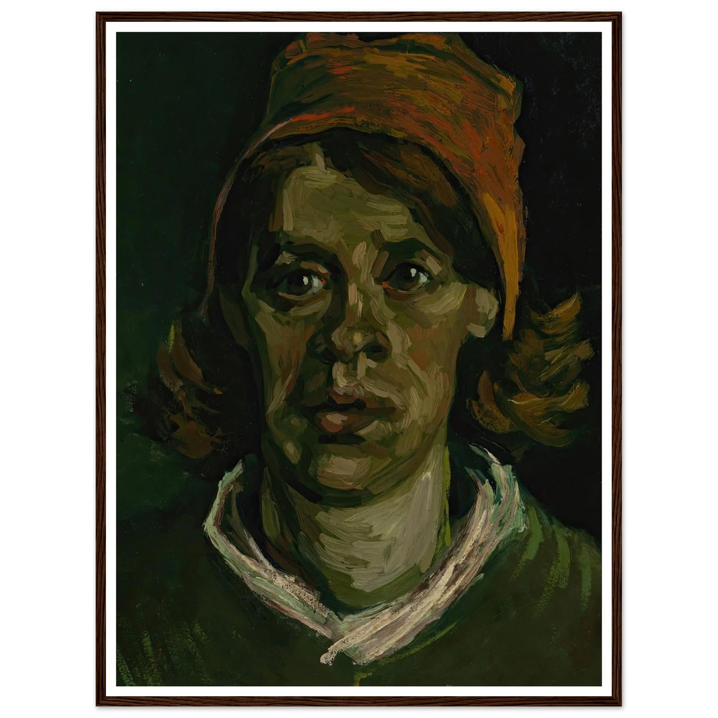 Head of a woman (1885) Art Print | Vincent van Gogh - Framed Poster - 30x40 cm / 12x16″ - Black frame