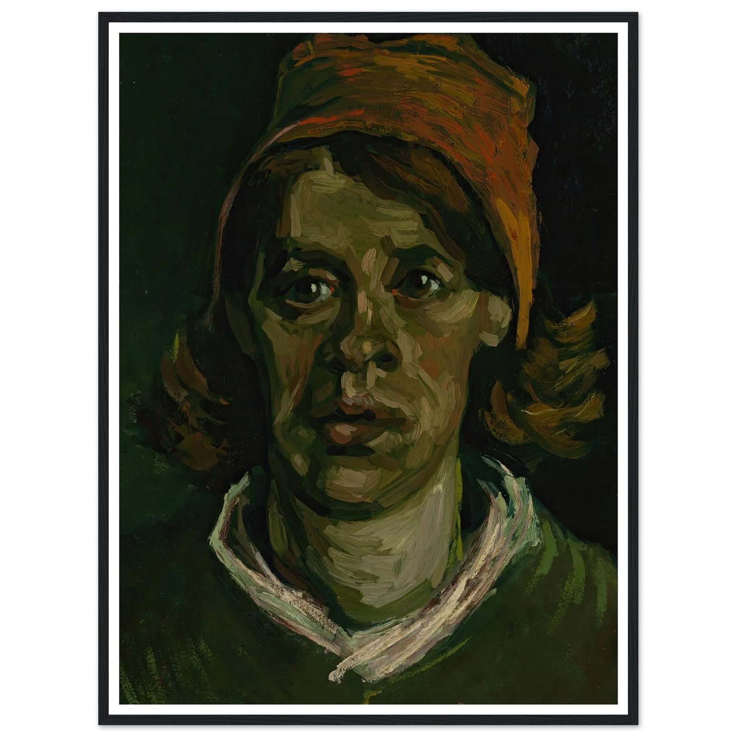 Head of a woman (1885) Art Print | Vincent van Gogh - Framed Poster - 30x40 cm / 12x16″ - Black frame