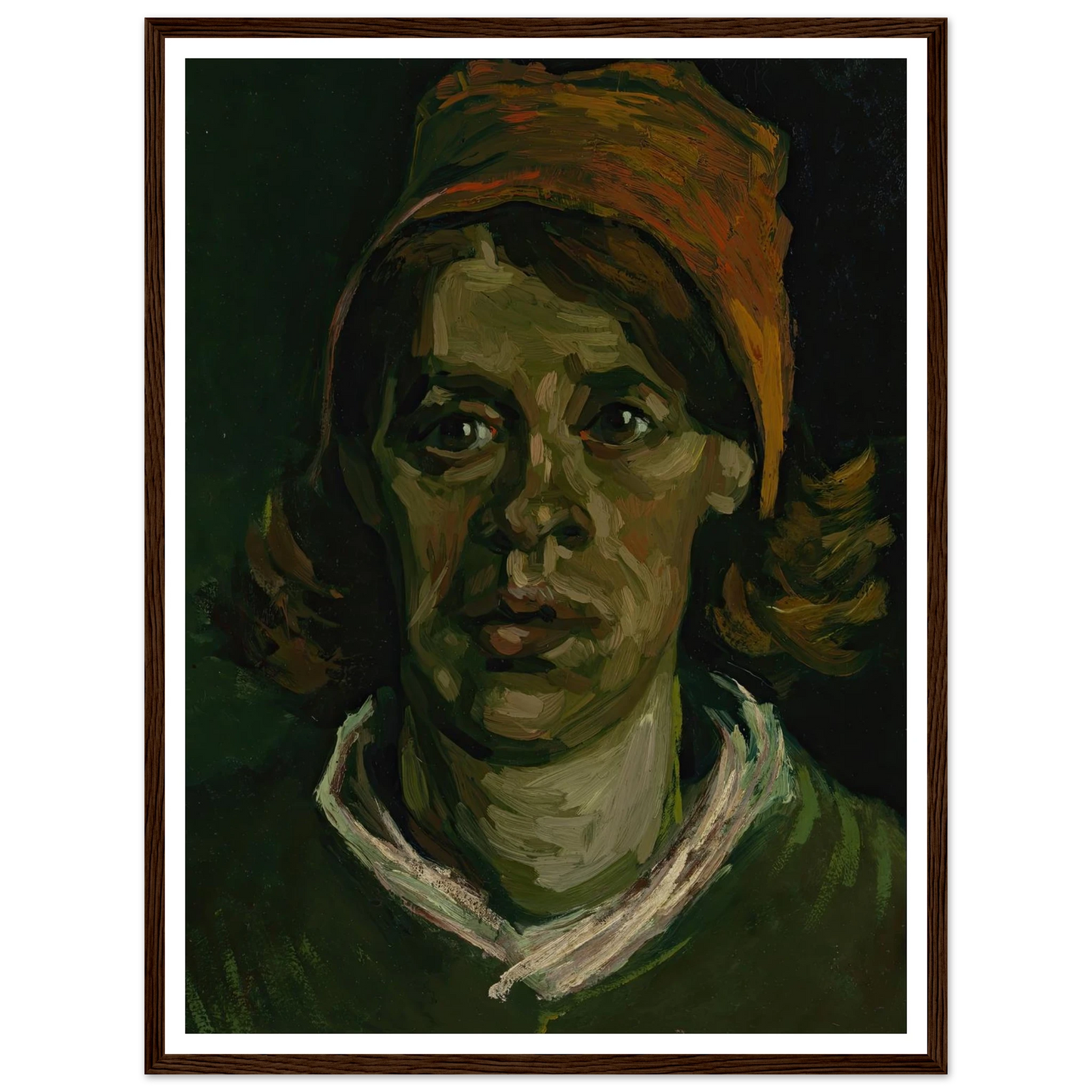 Head of a woman (1885) Art Print | Vincent van Gogh - Framed Poster - 30x40 cm / 12x16″ - Black frame