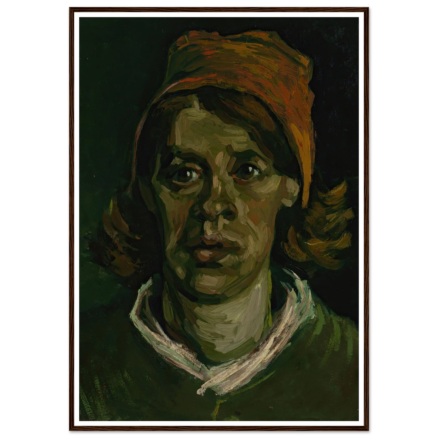 Head of a woman (1885) Art Print | Vincent van Gogh - Framed Poster - 30x40 cm / 12x16″ - Black frame