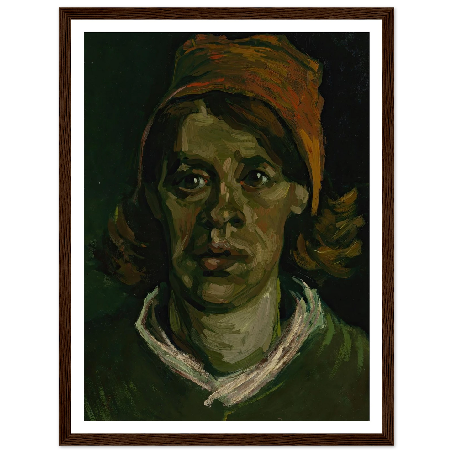 Head of a woman (1885) Art Print | Vincent van Gogh - Framed Poster - 30x40 cm / 12x16″ - Black frame