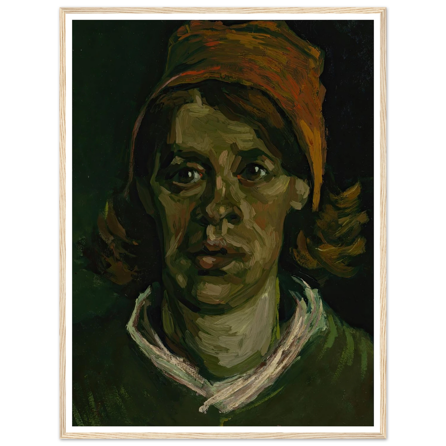 Head of a woman (1885) Art Print | Vincent van Gogh - Framed Poster - 30x40 cm / 12x16″ - Black frame