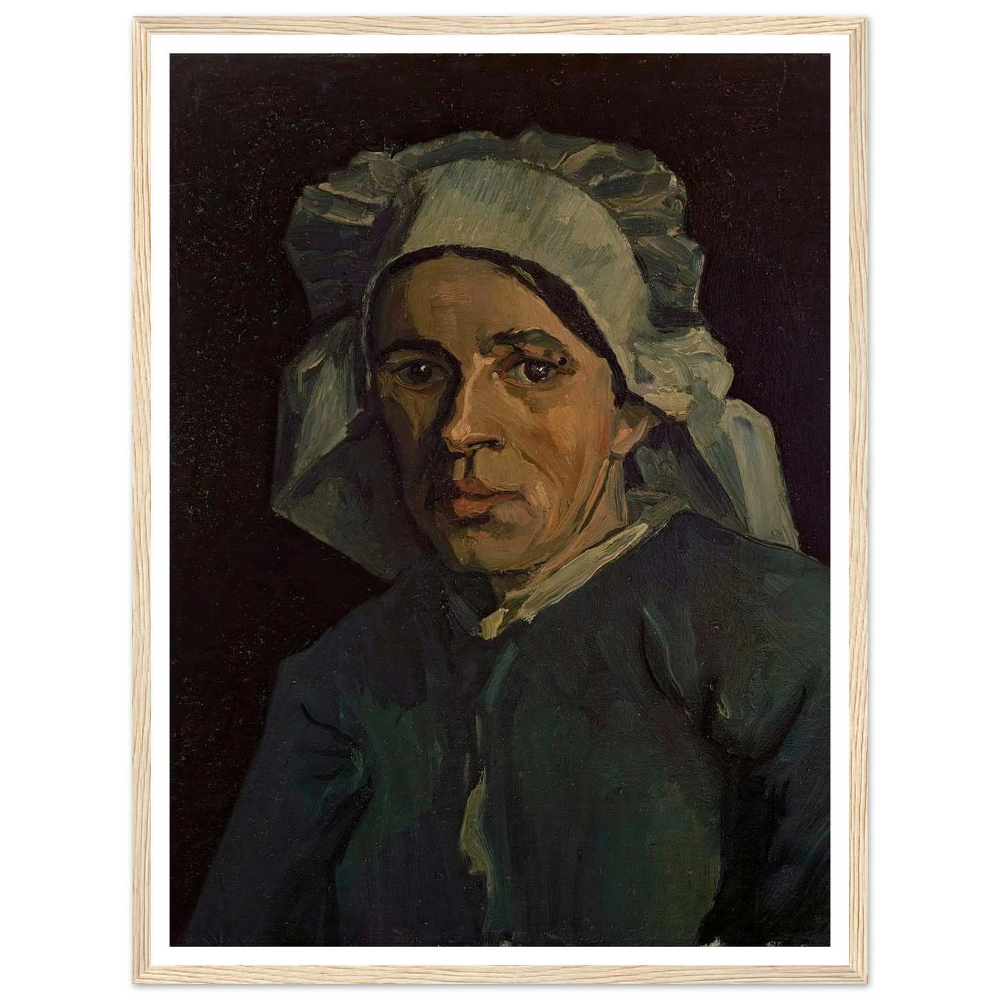 Head Of A Woman 2 Art Print | Vincent van Gogh - Framed Poster - 30x40 cm / 12x16″ - Black frame