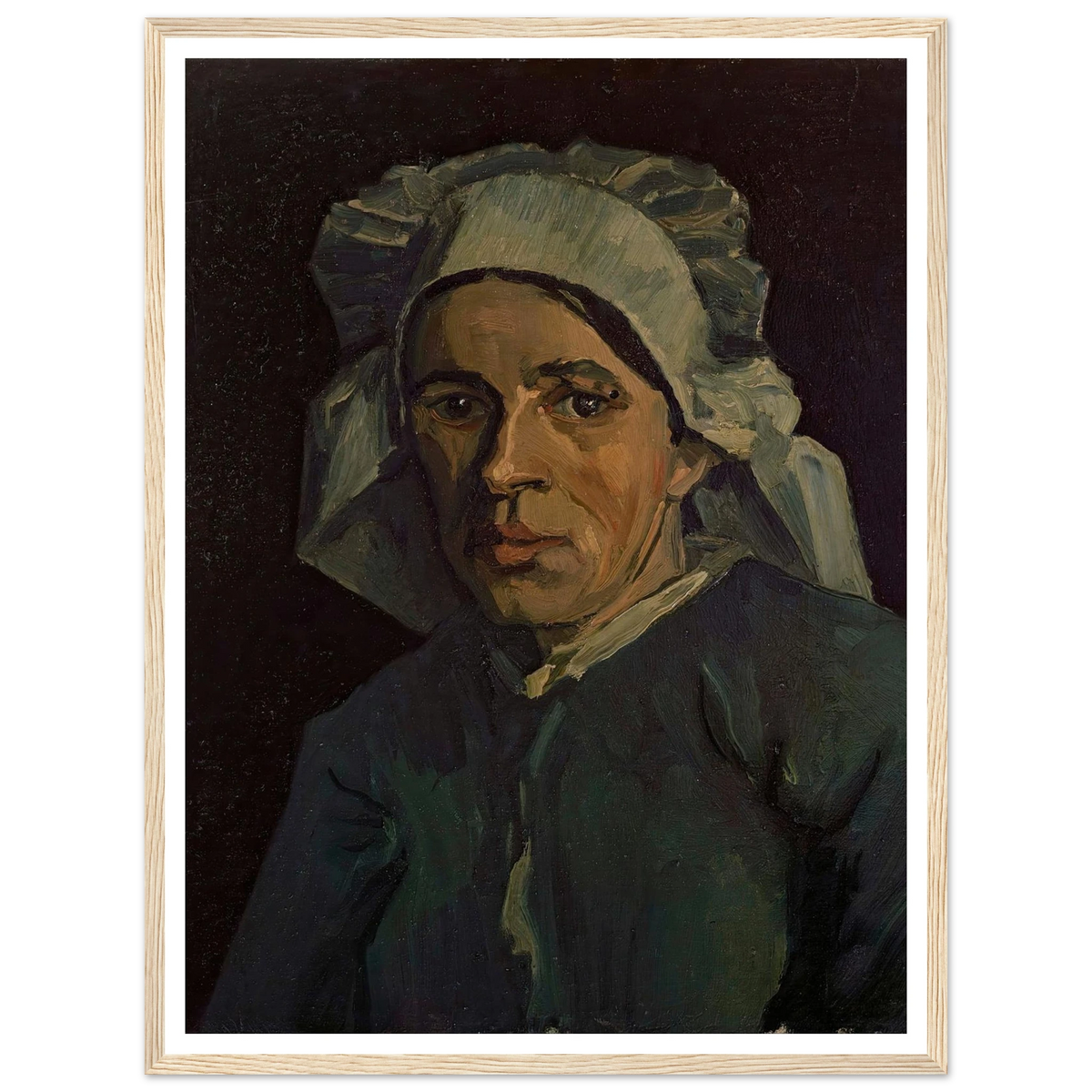 Head Of A Woman 2 Art Print | Vincent van Gogh - Framed Poster - 30x40 cm / 12x16″ - Black frame