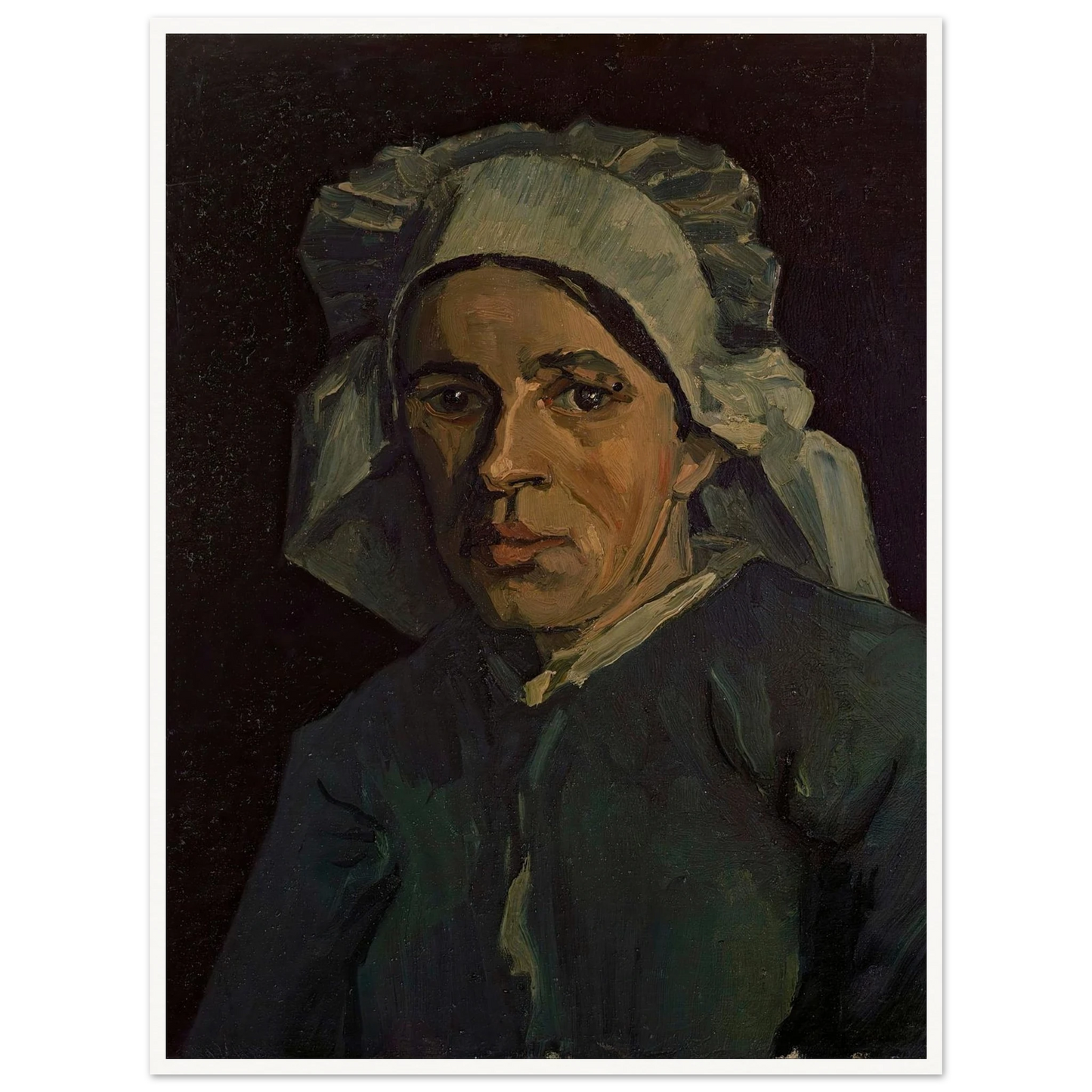 Head Of A Woman 2 Art Print | Vincent van Gogh - Framed Poster - 30x40 cm / 12x16″ - Black frame