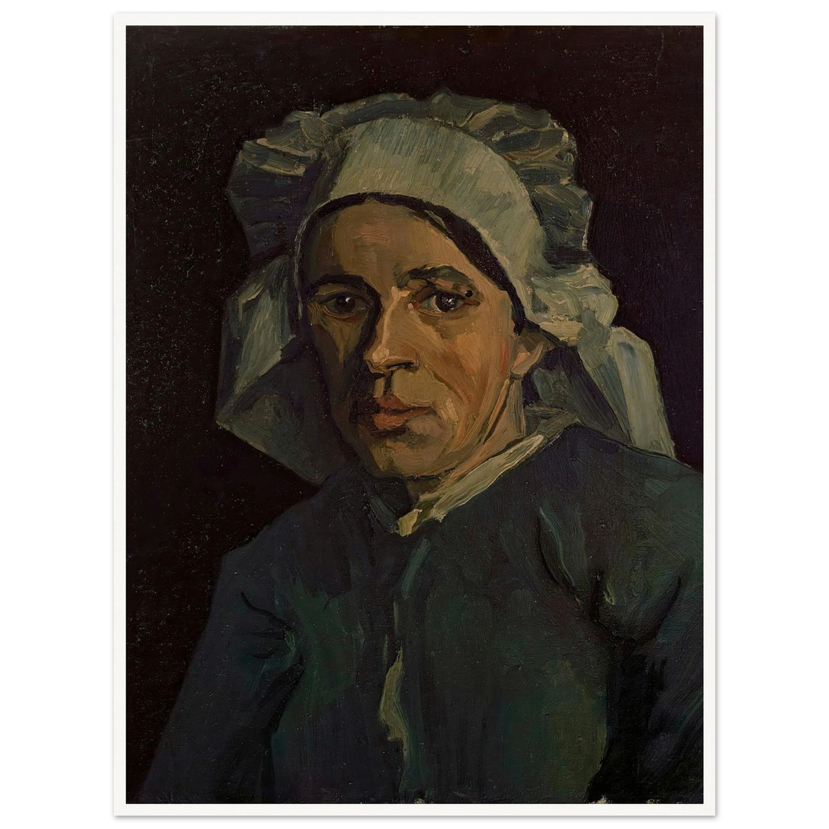 Head Of A Woman 2 Art Print | Vincent van Gogh - Framed Poster - 30x40 cm / 12x16″ - Black frame