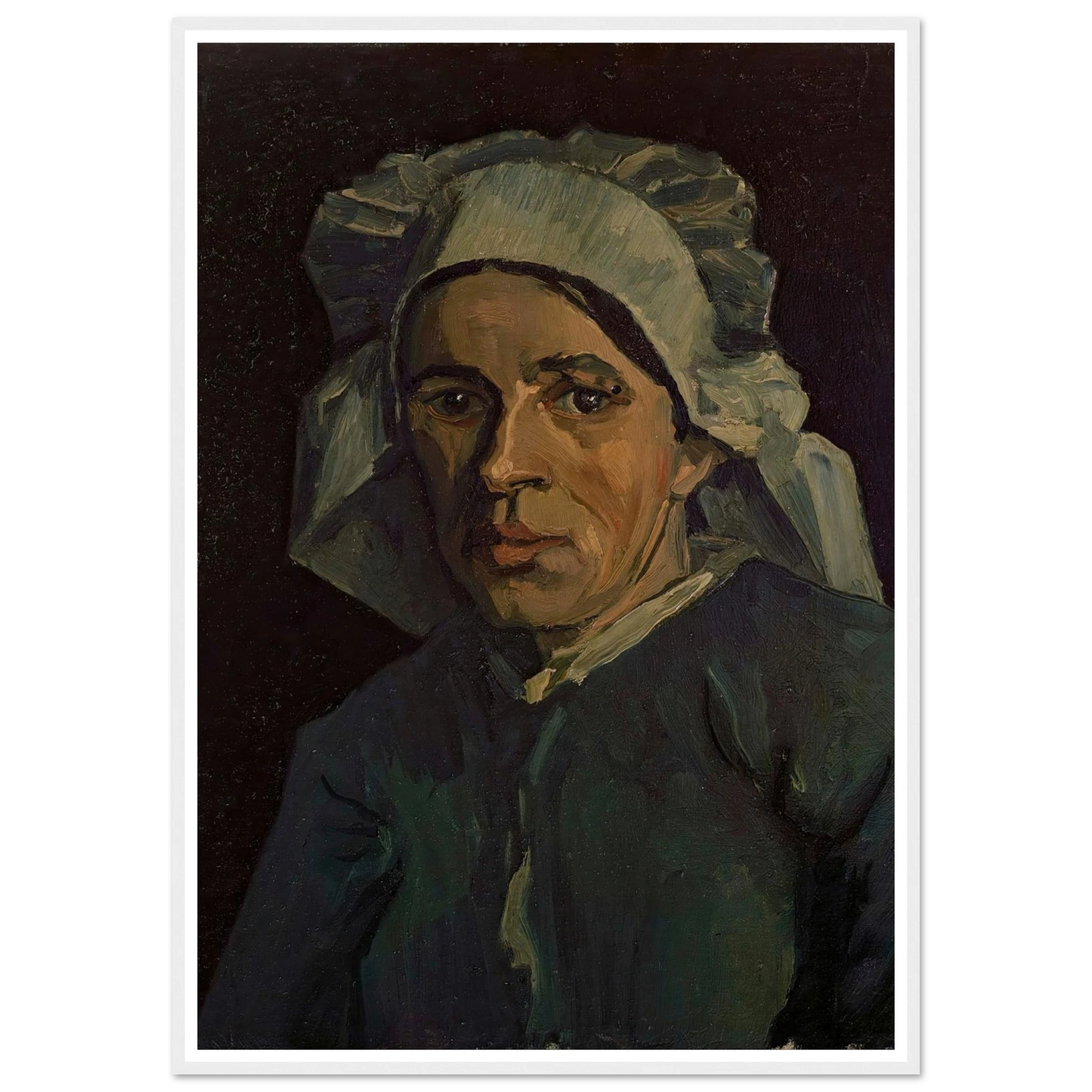 Head Of A Woman 2 Art Print | Vincent van Gogh - Framed Poster - 30x40 cm / 12x16″ - Black frame