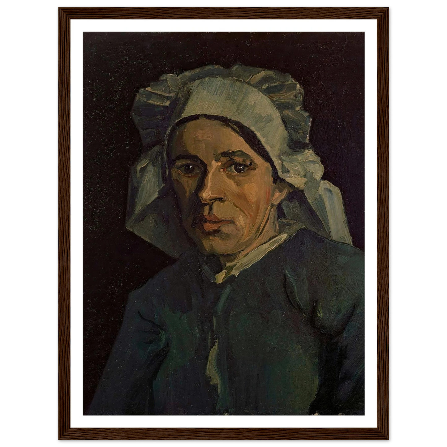 Head Of A Woman 2 Art Print | Vincent van Gogh - Framed Poster - 30x40 cm / 12x16″ - Black frame