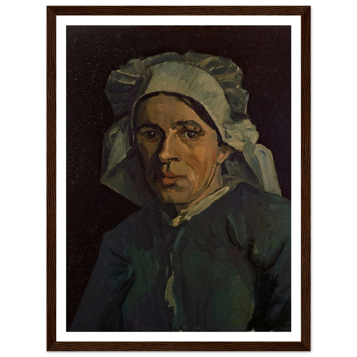 Head Of A Woman 2 Art Print | Vincent van Gogh - Framed Poster - 30x40 cm / 12x16″ - Black frame