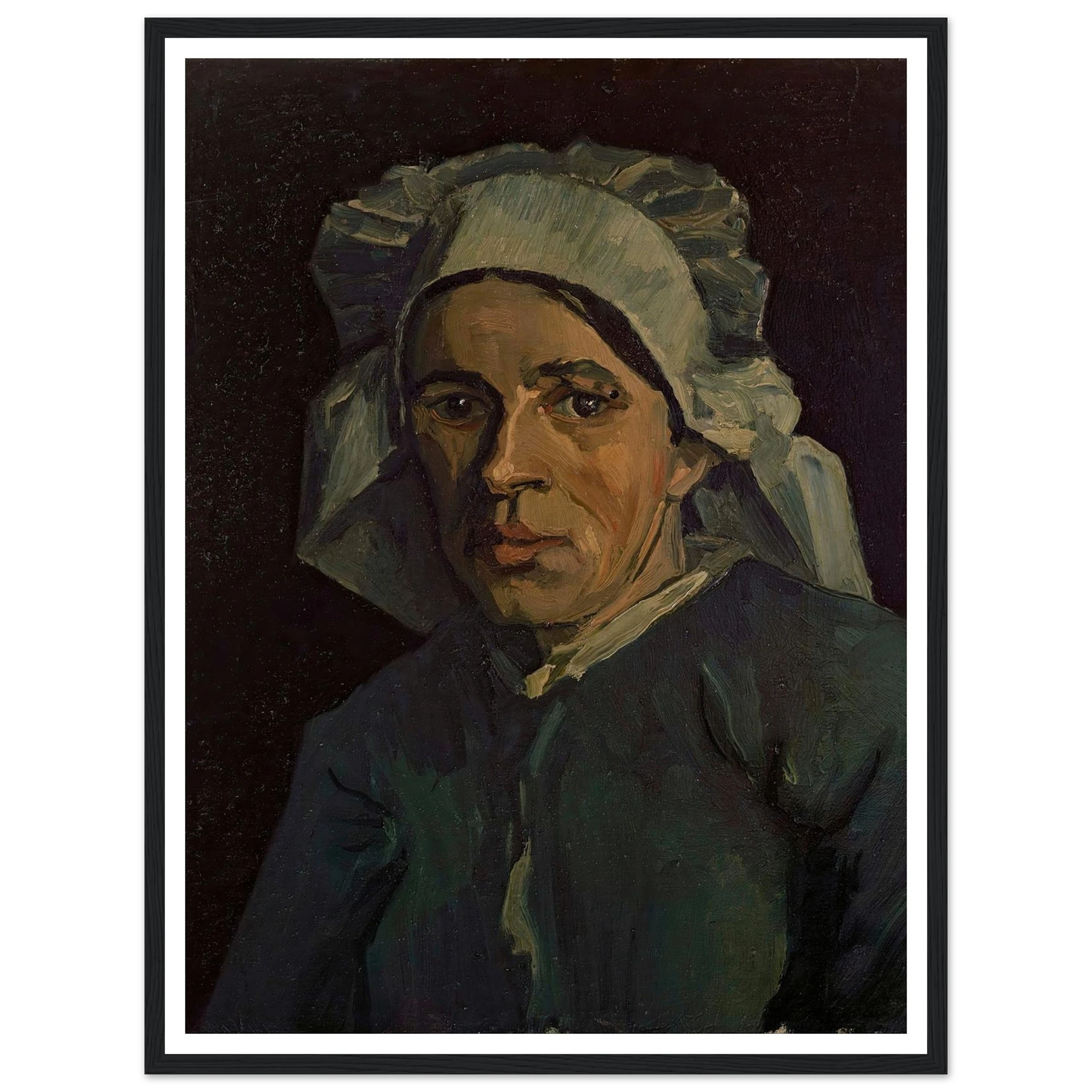 Head Of A Woman 2 Art Print | Vincent van Gogh - Framed Poster - 30x40 cm / 12x16″ - Black frame
